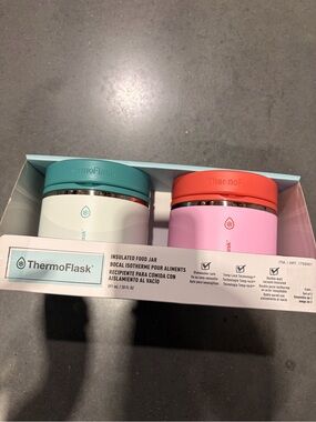 NEW Thermoflask Double Wall Insulated Food Jar, 2-Pack, Pink/Yellow 20oz